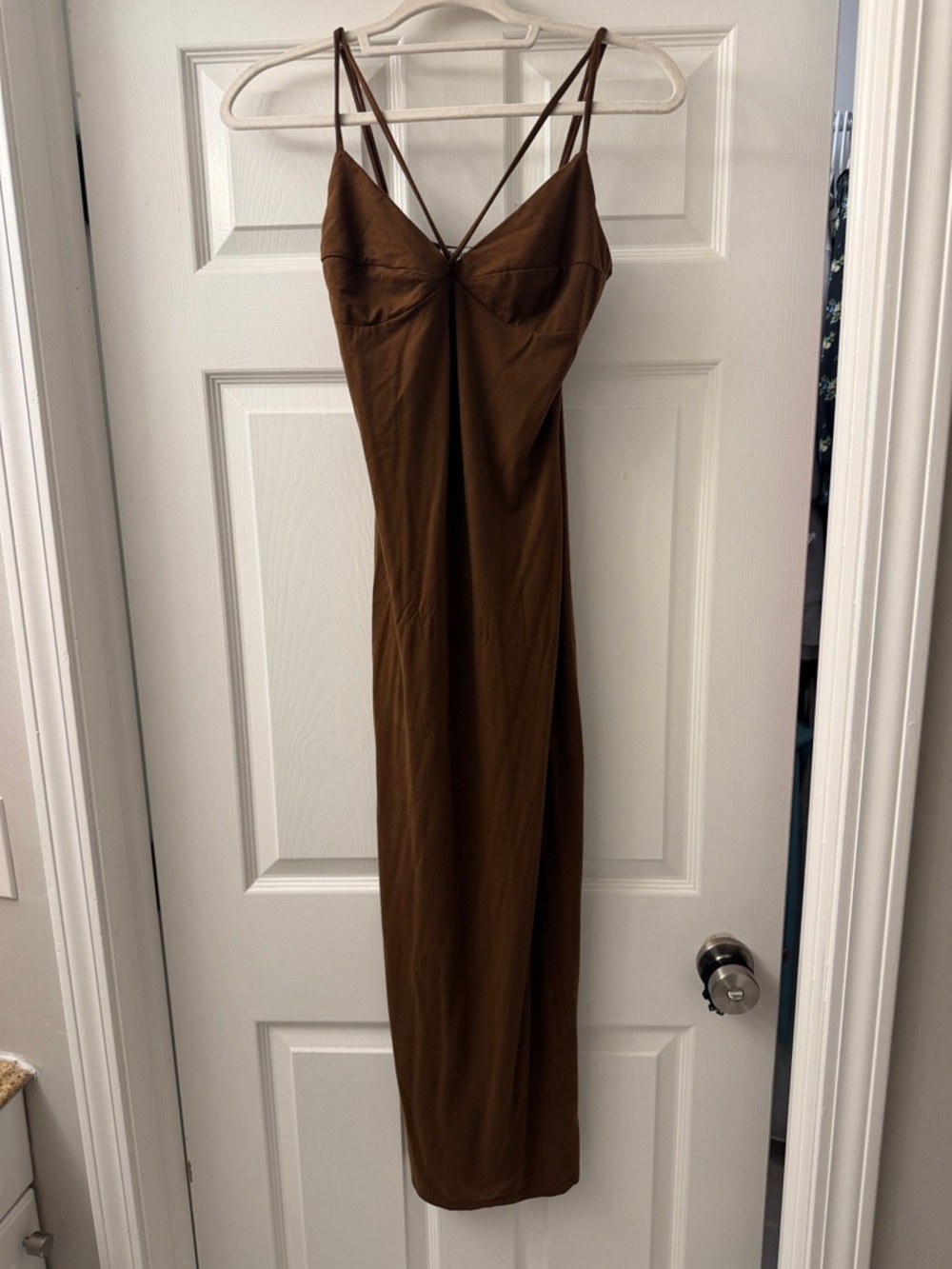 Reformation Brown Double-Strap Maxi Slip Dress